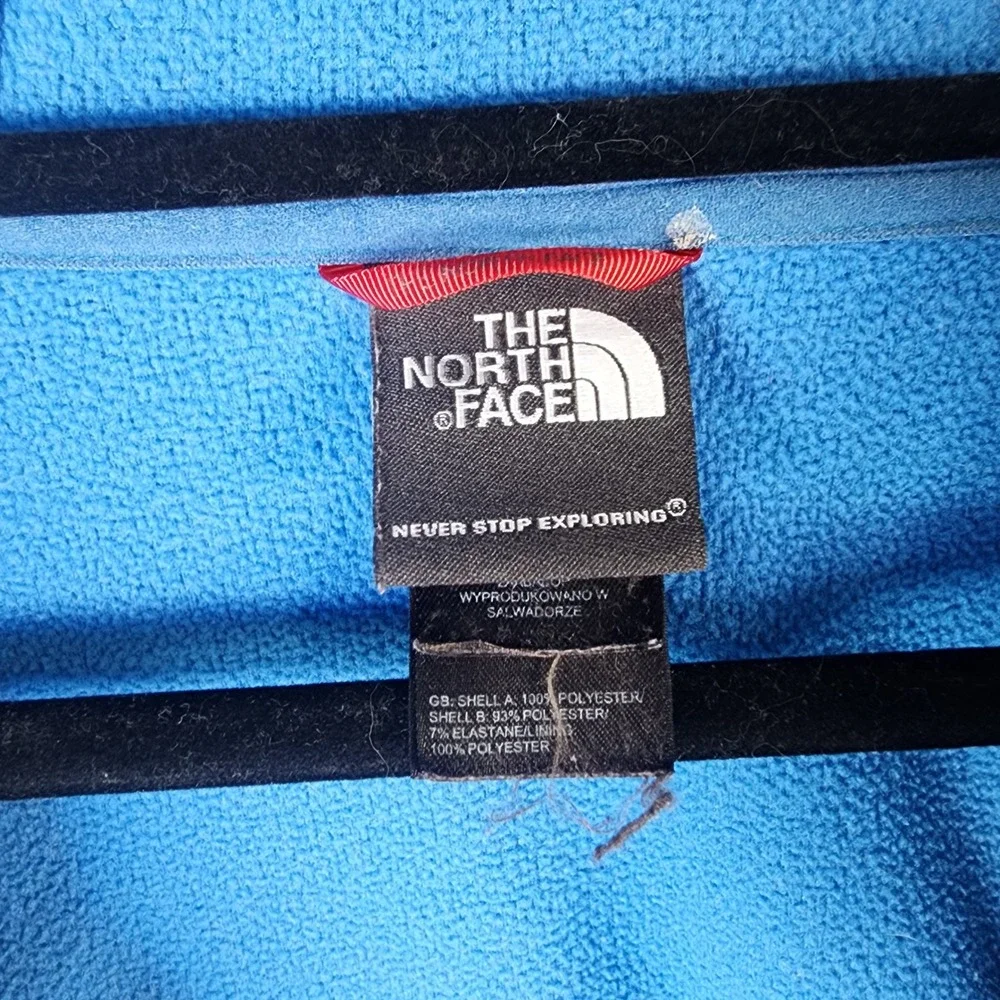 The North Face Hooded Fleece Jacket Men XXL Blue Good Heathered Thumbhole Zip